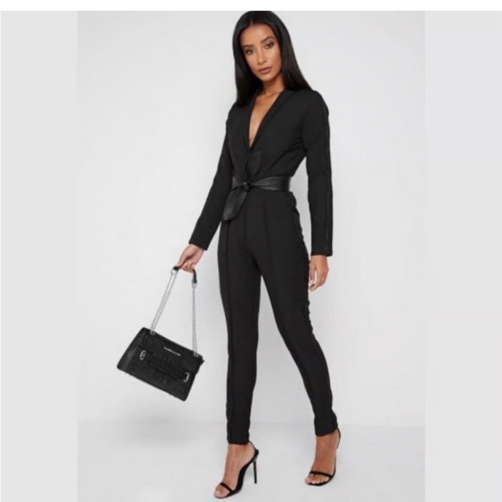 Maniere De Voir Black Long Sleeve Belted Jumpsuit 4